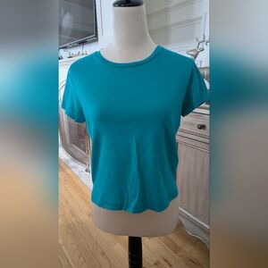 Tahari Turquoise Short Sleeve Women's Cropped Tee NWOT